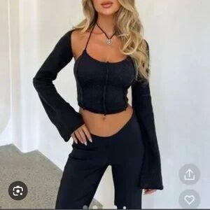 Tiger Mist Chic Black Crop Top for Women